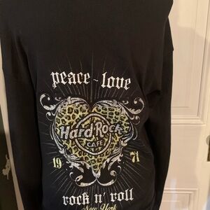 Hard Rock Cafe 1971 Rock n Roll New York Zip Up Hoodie Women XL‎ Y2K Cheetah